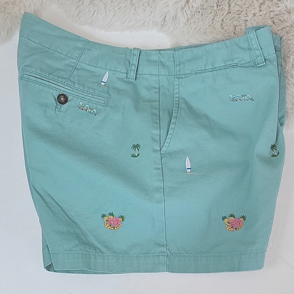 Polo Ralph Lauren sz12 Tiki Green Aloha Embroidered Shorts BinU - Picture 1 of 8